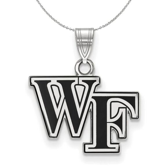 Sterling Silver Wake Forest U. Small Enamel Necklace - 24 Inch - Picture 1 of 8